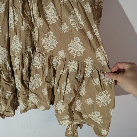 Bohera Floral Tan Boho Top Women's Size XL - Picture 6 of 8